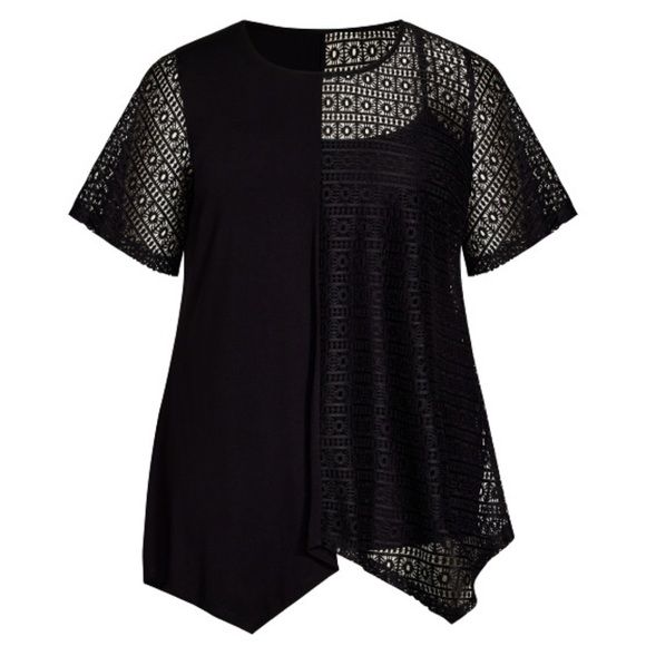 Zim & Zoe 18W-28W Black Riley Spliced Lace Tunic JJ01.5 - Picture 3 of 6